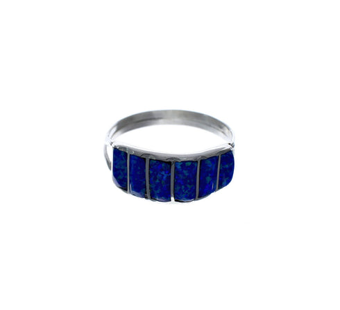 Blue Opal Authentic Sterling Silver Zuni Ring Size 5-3/4 AX127107